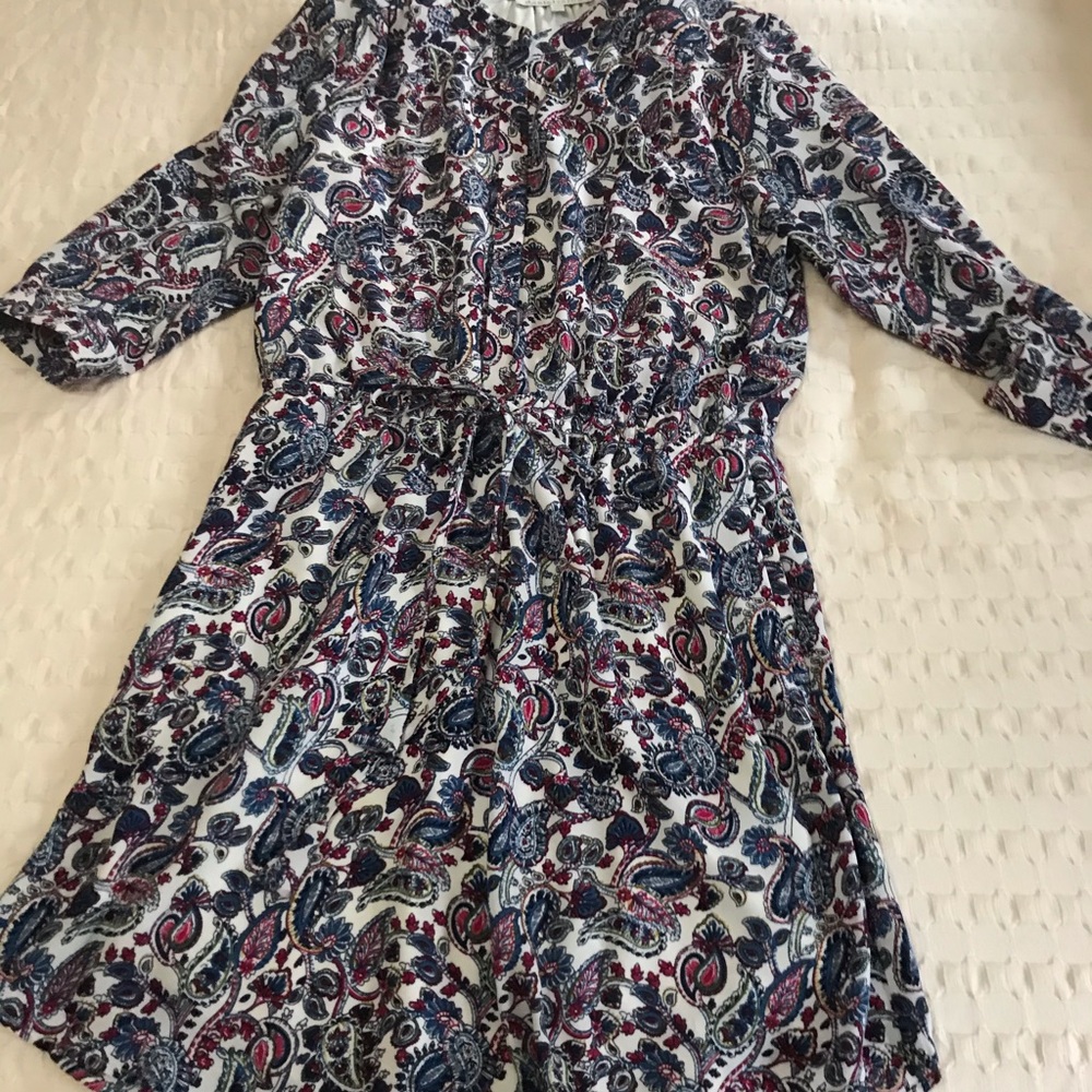 Paisley tie waist dress with pockets